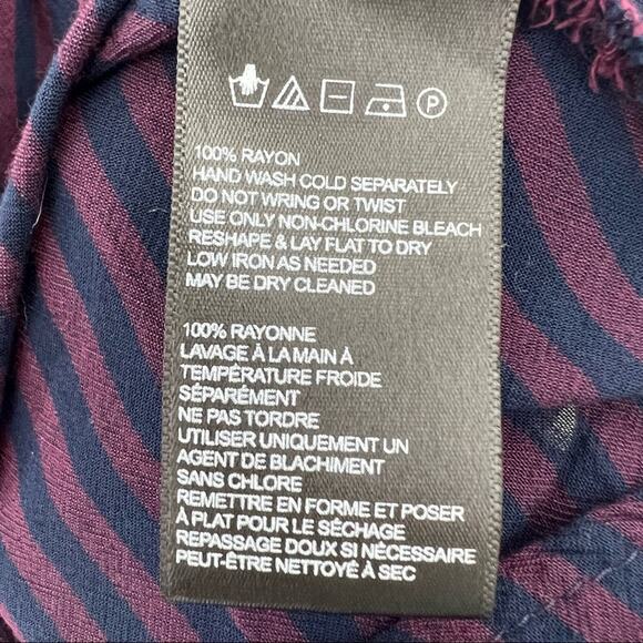 Cooperative MEDIUM Purple Blue Striped Off Shoulder Shift Mini Dress - Picture 7 of 7